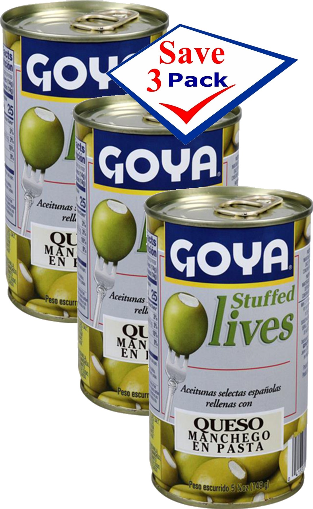 Goya Olives Stuffed with Manchego Cheese 5 1/4 Oz Pack of 3